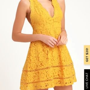 Lulu’s Yellow Lace Skater Dress